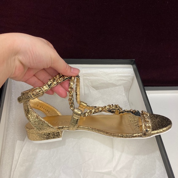 CHANEL Gold Chain Sandals - Picture 1 of 2
